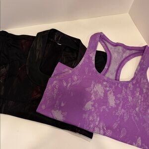 Lululemon 4 Racerback Bundle, size Small solid black purple floral heathered